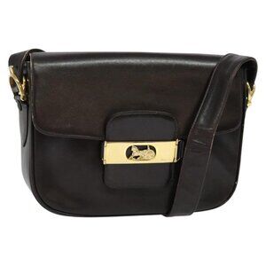 Authentic CELINE Horse Carriage Shoulder Bag Leather Brown Gold